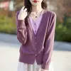 Cárdigan de punto fino para mujer con diseño francés, chaqueta tipo dos piezas con bloques de color, nuevo suéter básico otoño/invierno 2026