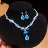 Conjunto vintage de brincos e colar de borla torcida cravejados de diamantes, corrente de clavícula de luxo leve de alta qualidade, estilo palaciano para mulheres