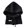 Gorro Pasamontañas Nuevo para Mujer Invierno Muestra Facial Protección Orejas Pequeñas Cuello Integrado Cálido Tejido de Lana Enrollable