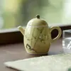 Tetera de Bambú Sombra de Piedra Pintada a Mano de las Dinastías Tang y Song, Juego de Té Kung Fu con Filtro de Agujero de Bola, Tetera de Cerámica para el Hogar, Tetera de Mano