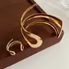 Pulseira de Anel Aberto Geométrica Vazada Estilo Cool Personalidade Europeu e Americano Conjunto Joias de Nicho de Alta Qualidade Atacado
