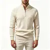 Suéter de punto jacquard para hombre, color liso, talla grande, con media cremallera y cuello alto, para Otoño/Invierno, Amazon Transfronterizo 2026