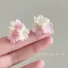 Pendientes de Flor con Gradiente Simple de Resina Estilo Coreano Frescos Dulces Pendientes Lujo Ligero Sentido de Diseño de Alta Gama Pendientes Estilo Mori para Mujer