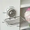 Suporte de Sabonete com Ventosa Sem Furos, Caixa de Sabonete de Parede Dupla Camada em Aço Inoxidável, Design Vazado para Evitar Acúmulo de Água