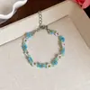 Juego de Joyería de Flor de Vidrio de Colores, Pendientes Dulces de Verano, Pulsera, Collar, Joyería de Lujo Ligero y de Alta Gama para Mujeres