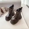 Botas Martin de suela gruesa para mujer, nuevo modelo 2026, botas que aumentan la altura, botas de tacón alto ajustadas, botines negros