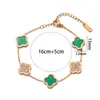 Pulsera de trébol de cuatro hojas de acero de titanio que no se desvanece con diamantes, pulsera de dijes de moda de oro rosa de 18 quilates, pulsera de cinco flores estilo europeo y americano