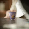 Caneca de Chá Cor Roxa Hibisco com Blocos de Cor Vermelho Alúmen da Dinastia Tang e Song, Taça de Degustação Tradicional em Forma de Cabaça com Incrustações de Ouro e Prata, Caneca Individual Doméstica Pintada a Ouro