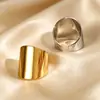 Novo anel aberto de titânio e aço inoxidável transfronteiriço, simples e minimalista, anel de aço inoxidável de nicho