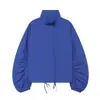 Moda europea y americana transfronteriza para mujer, superventas de AliExpress, chaqueta informal de moda con botones de tejido técnico azul Klein