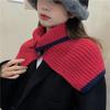 Diseño Nicho Otoño e Invierno Botón Cuello Alto Chal Tejido de Lana para Mujer Exterior Combinable Protección de Cuello Bufanda a Juego de Colores