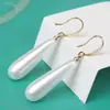 Pendientes de Perla con Forma de Gota de Agua de Moda Gancho de Oreja de Plata S925 Pendientes de Perla de Imitación de Concha Pendientes Largos de Gama Alta para Mujeres Aspecto Adelgazante Nuevo Estilo