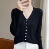 Suéter nuevo de punto calado worsted 2025 ultrafino de manga larga delgado moda aire acondicionado cárdigan top