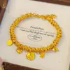 Nuevo Pulsera Dorada de Arena Estilo Chino Nugget Gordito Amarillo de la Fortuna Dios de la Riqueza con Palabras Auspiciosas y Carácter Atractor de Fortuna
