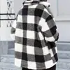 Casaco de Pelúcia Xadrez Estilo Europeu e Americano com Bolsos Canguru Versátil Manga Longa Moda Inverno Casual 2026
