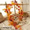 Videira de Folha de Bordo Vermelho Videira de Flor de Plástico Folhas Decoração Videira Flor Artificial Treliça Planta de Teto Tubo de Plantação Enrolamento