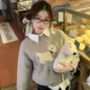 Tejido polar ártico, suéter azul, top de punto casual y elegante para otoño/invierno, nuevo diseño con un lindo motivo de perro