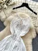 Vestido Largo con Espalda Descubierta y Tirantes para Mujer, Ceñido a la Cintura y Adelgazante, con Diseño de Encaje Hueco con Cordones, Vestido de Hada Estilo Vacaciones, Estilo Versátil