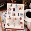 Adesivos Autoadesivos Hora do Café Romântica Decoração de Diário Manual Selos de Vedação DIY Adesivos em Caixa Retro