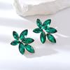 Aretes de moda europeos y americanos de aleación con diamantes de imitación, aretes de flor, personalidad de celebridad en línea, aretes de diamantes completos, aretes frescos y dulces al por mayor