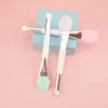 Brocha de silicona para mascarilla facial, cepillo doble para lavar la nariz, cepillo de maquillaje de doble propósito de cerdas suaves, aplicador de brocha para mascarilla facial de barro, belleza belleza maquillaje