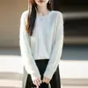 Suéter Feminino Gola Redonda 100% Lã Pura Processo Escovado Lantejoulas Outono/Inverno Novo Estilo Confortável Quente Camada Base