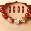Pulseira do Zodíaco Três Harmonias de Ágata Vermelha Natural DIY Miçangas Feitas à Mão Estampagem a Quente Zodíaco Design Original Fabricante Em Estoque Atacado