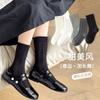 Calcetines para Niñas 2025 Primavera y Otoño Mary Jane Color Sólido Calcetines de Caña Media Blancos Calcetines de Princesa para Niños Categoría Otoño e Invierno Algodón Peinado
