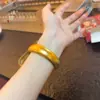 Tienda de oro con pulsera de llanta trasera de locha de cara ancha dorada antigua duradera que no se decolora, pulsera gruesa lisa simple para mujer