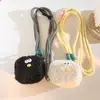 Lindo Ins Rosa Rizado Billetera para Monedas Colgante Funda para Teléfono Móvil Correa Diagonal Larga Cuerda Mini Bolsa Pequeña Tipo Correa