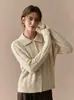 Cárdigan de Punto Trenzado con Cuello Oso de Miel y Forro Polar para Mujer, Nuevo Estilo Otoño/Invierno 2026, Abrigo Suéter de Punto de Manga Larga de Alta Gama