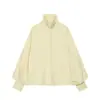 Z Estilo Europeu e Americano 2026 Nova Moda Elegante Feminina Casual Manga Longa Gola Alta Camisa Decorada com Fivela 7722162