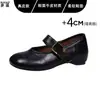 Em estoque~Sapatilhas de moda em couro macio com aumento de altura oculto Sapatos Mary Jane femininos de bico fino sapatos únicos para o trabalho sapatos pequenos de couro
