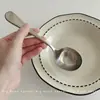 Colher de Sopa Grande de Aço Inoxidável para Uso Doméstico, Cabo Longo, Grau Alimentício 304, Modelo Novo