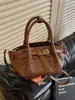 Bolsa de mão tecida para mulheres, nova bolsa asa vintage de grande capacidade 2026, bolsa simples de ombro e transversal