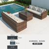 Sofá de exterior Patio Terraza Balcón Sala de estar informal para tres personas Combinación Arte de ratán Silla de ratán para exterior Sofá de ratán Impermeable