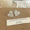 Brincos de Tarraxa Coração Vazado com Zircônia e Pérola Agulha de Prata Moda Personalidade Temperamento Brincos Levemente Luxuosos High-End Versáteis para Mulheres