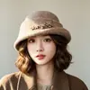 Sombrero de pescador de lana para mujer, estilo coreano de otoño e invierno, diseño floral, elegante y sofisticado, nuevo sombrero de lana tejido, cálido y elegante