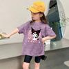 Camiseta Tie-dye de Algodão Puro com Estrelinhas para Bebês Meninas Verão 2025 Nova Blusa de Manga Curta para Crianças Roupas de Rua Tendência Mangas T