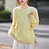 Prenda de abrigo de moda y versátil para otoño e invierno, suéter de punto de lana nuevo con cuello redondo y diseño cepillado, suéter de manga larga tipo pullover