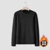 Camiseta de Manga Larga de Polar Doble Cara para Hombre, Camiseta Base de Cuello Semialto, Ropa Interior Térmica de Polar para Otoño e Invierno, Top de Color Sólido para Otoño