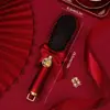 Peine de Boda Acompañante de Boda Peine Rojo para el Cabello Set de Peine Rodillo con Cojín de Aire Masajeador Peine de Bolsa de Aire para Boda Set con Espejo