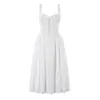 Atacado Verão 2026 Novo Estilo Europeu Roupas Femininas Vestido Camisola Branco Bordado Cinto para Ajuste na Cintura com Amarração 7904