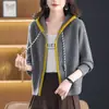 Nuevo Cárdigan con Capucha para Mujer Primavera y Otoño 2026, Suéter de Punto con Cremallera Estilo Oficina, Prenda Exterior Holgada y Elegante