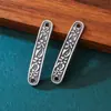 Plata maciza pura s925 pulsera media rígida vintage desgastada estilo chino con grabado accesorio de pulsera de tubo curvo accesorio para joyería de plata DIY