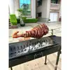 Estufa de Parrilla para Pierna de Cordero Asada, Parrilla de Carbón Doméstica para Interiores, Parrilla para Brochetas de Pollo, Cerdo Lechón Asado y Costillar de Cordero, Acero Inoxidable para Exteriores
