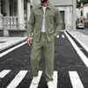 Novo terno masculino de linho de cor sólida casual com gola virada e calças de corte solto, para comércio exterior transfronteiriço europeu e americano