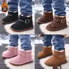 Botas de Neve Infantis Meninas Inverno 2026 Novas Meninos Grossas Quentes Sapatos Grandes de Algodão Impermeáveis Botas Curtas para Bebê com Plus Fleece