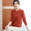 Suéter de Cuello Redondo Estilo Coreano para Mujer 2024 Nuevo Otoño Cachemir Tejido Camiseta Base Holgada Fina Chaqueta Interior Manga Larga