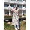 [Impressão de Superfície de Água de Qualidade Original] Vestido de Alça para Mulheres, Saia Floral Estilo Férias de Verão para Mulheres, Textura de Alto Padrão